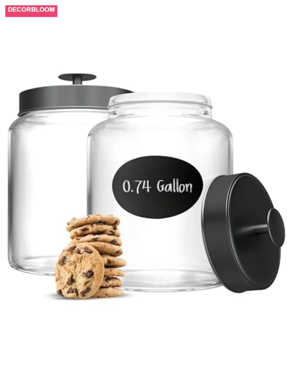 Glass Canister Set for Kitchen Pantry Storage, Tinplate Lids, Counter Organizers